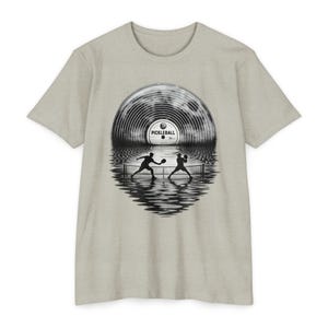 Retro Pickleball Shirt, Vinyl Record Sunset Tee, Vintage Pickleball Gift for Her image 1