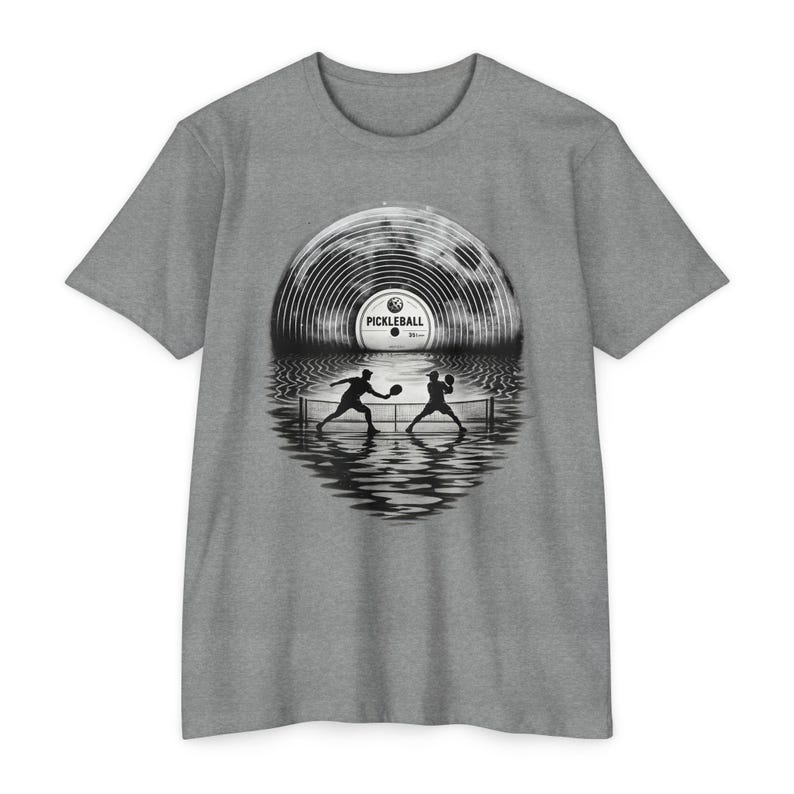 Retro Pickleball Shirt, Vinyl Record Sunset Tee, Vintage Pickleball Gift for Her image 5