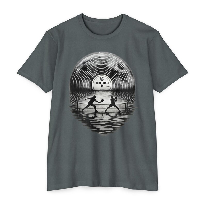 Retro Pickleball Shirt, Vinyl Record Sunset Tee, Vintage Pickleball Gift for Her image 3