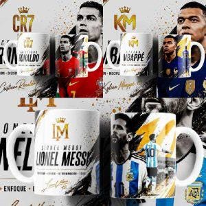 Pack de 3 designs png mugs à sublimation Ronaldo Messi Mbappe | mugs de 325 ml | téléchargement immédiat wrap