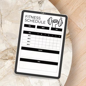 Fitness Schedule PDF PNG | Weekly Workout Routine Tracker | Gym Exercise Program Organizer | Strength Training Checklist Template Tool Guide