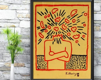 Pop Art Keith Haring Poster Contemporary Art Digital Download Art Keith Haring Art Print Medusa Head Pop Art Print