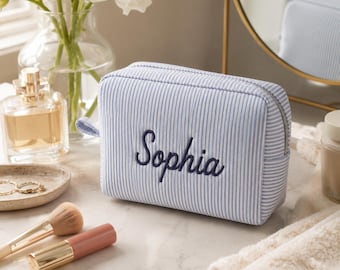 Neceser personalizado, neceser de maquillaje con nombre bordado, estuche de aseo personalizado, regalo de viaje para damas de honor
