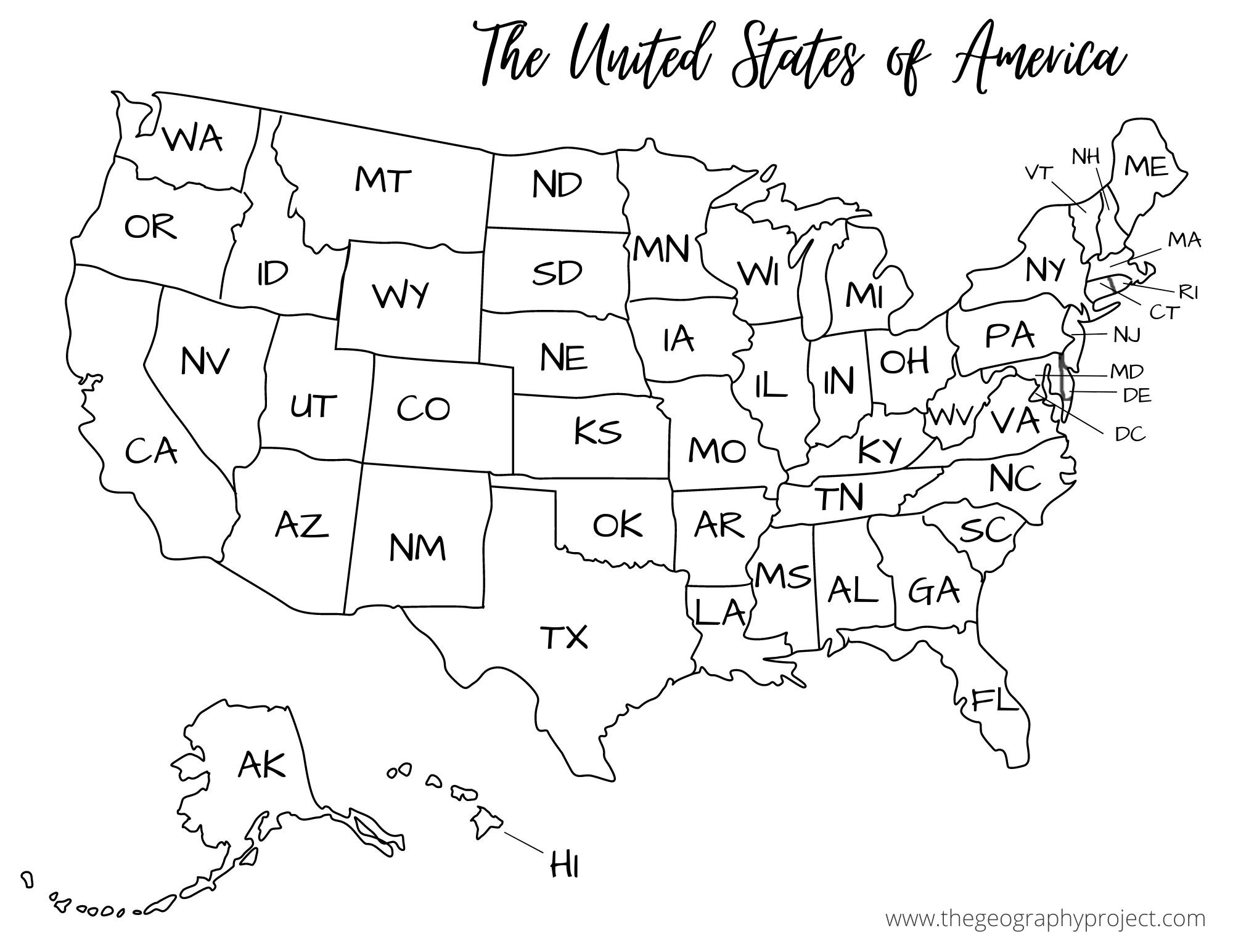 United States Map - TRAVEL MAP- Etsy Sales Print - USA Coloring Page - Geography Print - States ...