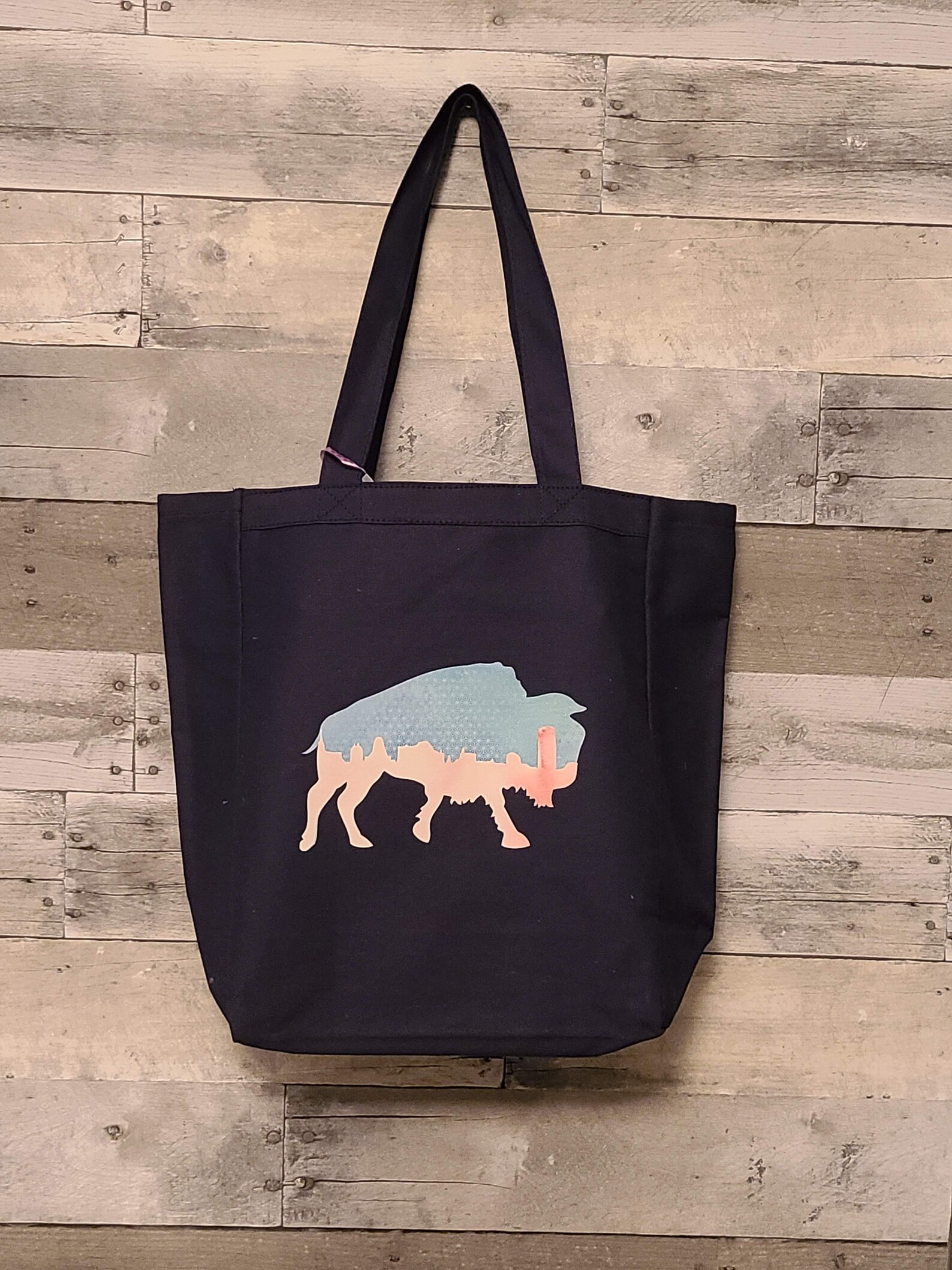 Buffalo Bag Grocery Tote in Navy. Blue Buffalo With Pink Etsy