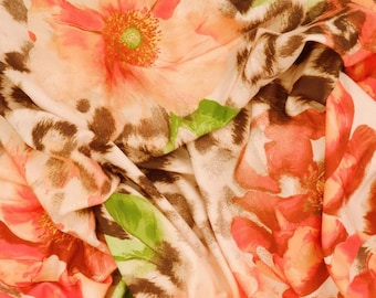 Leopard Floral Print ITY Stretch Knit Fabric 58 to 60 Inches