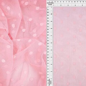 Pink Polka Dot Stretch Mesh Fabric by the Yard for Dancewear, Skirts and Children's Apparel