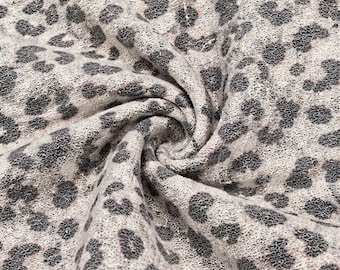 Grey Stone Animal Print Terry Crepe Stretch Knit Fabric 60 Inch
