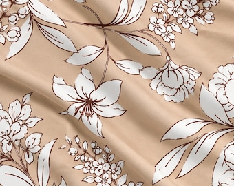 Sand Floral Print DTY Stretch Knit Fabric 190 GSM 60 Inch Wide