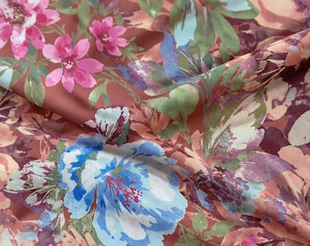 Brick Floral Digital Print DTY Stretch Knit Fabric 190 GSM Wide