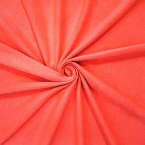 Neon Orange Microsuede Knit Fabric Polyester Spandex Matte Drape