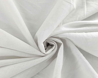 White Cotton Lawn Fabric by the Yard Lightweight 70 GSM Solid
