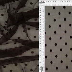 Black Polka Dot Mesh Stretch Fabric by the Yard, Sheer 50 GSM Fabric for Costumes, Sleeves and Dancewear