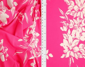 Fuchsia Floral Print DTY Stretch Knit Fabric 190 GSM 60 Inch