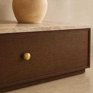 Warm Gold Furniture Accent, Petite Rounded Dresser Pull for Kitchen Cupboard, Vanity or Wardrobe
