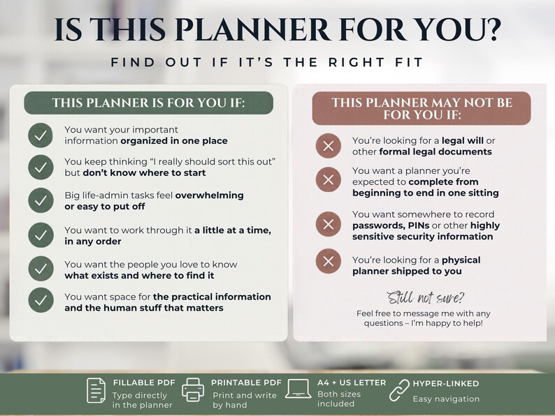 End of Life Planner Printable, Fillable PDF, Emergency Binder, Just in ...