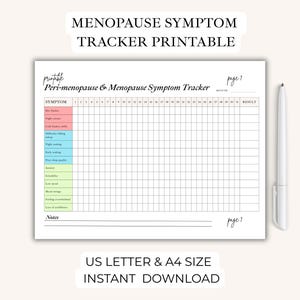Menopause Symptom Tracker Printable | Peri-menopause, Monthly Planner (Digital Download)