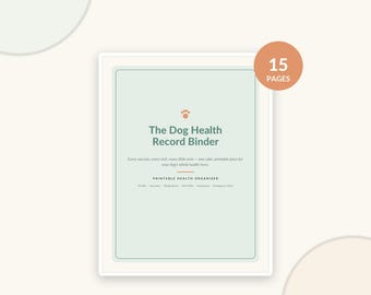 Carpeta imprimible para el historial de salud de tu perro | Registro de vacunas, notas de visitas al veterinario, seguimiento de medicamentos y peso, tarjeta de emergencia | Registros de mascotas | Descargar PDF