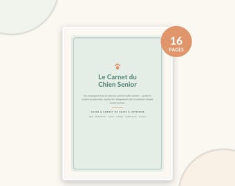 Cuaderno de registro imprimible para perros mayores | Calidad de vida, seguimiento de medicamentos, diario de salud | Guía para perros mayores | Descarga en PDF