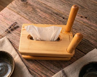 Taschentuchboxhalter aus Massivholz, rustikale Aufbewahrungshülle im Landhausstil