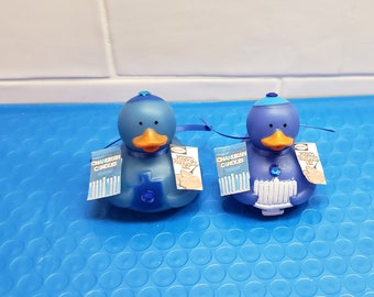 Blue Hanukkah Duckies Embellished with a Festive candle box and potato Pancake box. Chanukah