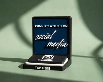 Social Media NFC Counter Sign for Business | Custom Logo Display Stand | TilePort Mini