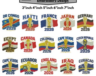 FIFA Worldcup 2026 Machine Embroidery Designs Soccer Player With Usa Canada Mexico Flags Embroidery Football World Cup Embroidery Pes5+Sizes
