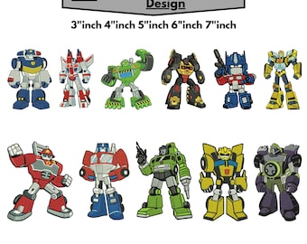 Cute Transformer Machine Embroidery Design Autoboots Head Embroidery Mini Autoboot Embroidery Robot Outer Space Transformer PattrenPes5+Size