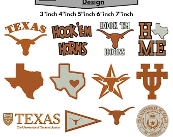 Texas Longhorn Machine Embroidery Designs College Logo Pattren University Logo Embroidery Sport Team Embroidery Pattren Pes 5+Sizes Download