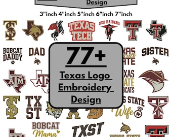 Texas Machine Embroidery Designs Texas Tech Red Raiders University Logo Embroidery Aggie Spirit Embroidery Texas Longhorn Embroidery Pes Dst