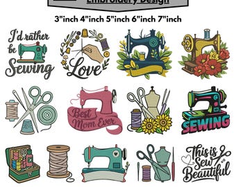 Sewing Machine Embroidery Design Vintage Sewing Machine Embroidery Floral Sewing Heartbeat Machine Embroidery Sewing Pattren Pes File 5+Size