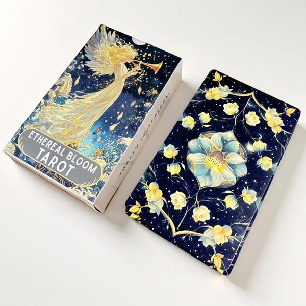 Baraja de Tarot Flor Etérea, Cartas de Tarot Fantasía de Ángeles, Baraja de Adivinación Floral, Cartas del Oráculo Místico, Regalo Espiritual para Lectores