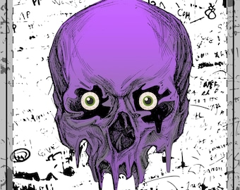 Purple Skully Skull Pattern Throw Pillow | Gothic Decor, Purple Skull Cushion