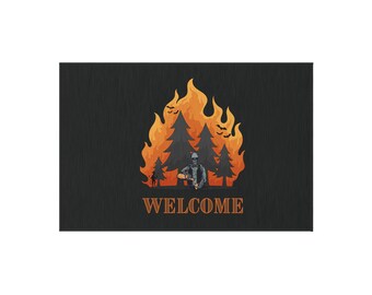 Straight Fire Welcome Mat Rug | Front Porch Doormat, Funny Attitude Entryway Rug