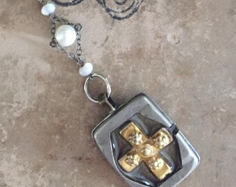 Christian Gold Cross Pendant Boho Necklace