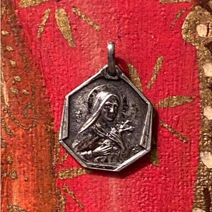 St. Therese of Lisieux Vintage French Catholic Medal Saint Theresa Little Flower of the Child Jesus Signed JB Religious Charm
