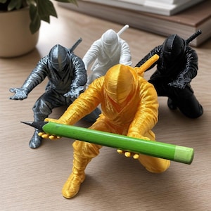 3D Printed Ninja Pen Holder Action Figure Desk Organizer for Office & Study Space