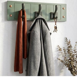 Handmade Pine Wall Coat Rack, Aluminum Hooks, Farmhouse Entryway Organizer (3 or 5 Hooks)