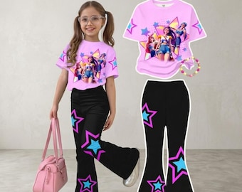 KPop Demon Hunters Kids Dress, Cute KPop Super Girls Outfit, Kpop Clothes, Demon Hunter Casual Short, Kpop Super girls, Rumi Zoey Clothes