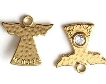 Angel charms Turkish Brushed or shiny gold - Set of Gold Turkish High quality Angel Charms pendant jewelry supplies/crafts matte gold plated