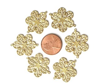 Raw Brass filigree pendant charm, Connectors,  for Earrings, Necklace, bracelets. None tarnish Gold plated jewelry supplies