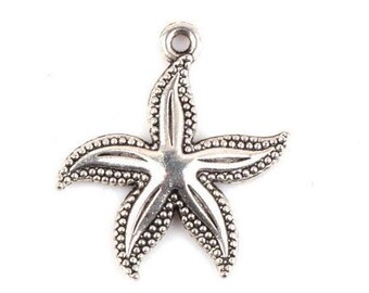 4 Starfish Tibetan Silver Charms Pendants Craft supplies Jewelry supply Findings
