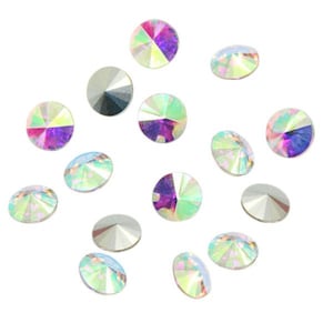 CRYSTALS. AB Rivoli Colorful AB Crystal  (Silver foil back) Rivoli Loose Beads 14mm Crystal Rivoli Faceted Loose Beads
