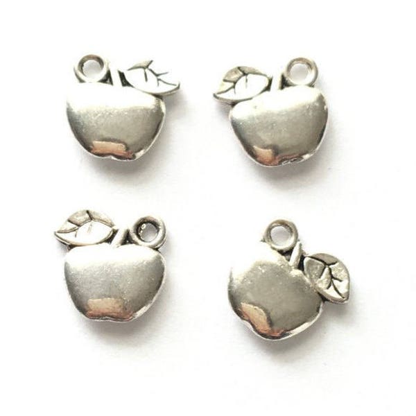 Apple charms smooth shiny Silver apple Jewelry Charm Findings Pendant Charms for jewelry making. Crafts supplies. Jewelry supply Silver Tone