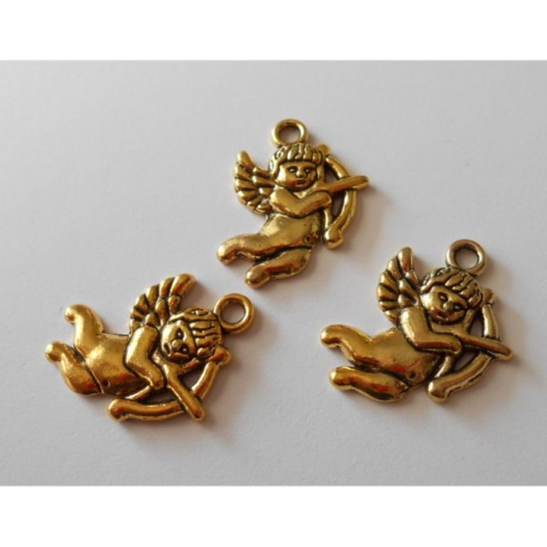 Set of 3 Gold cherubs Charms pendant jewelry supplies/crafts jewelry supplies 425 image 3