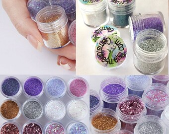 Sequin Glitter powder Mixed color Powder Dust Nails  10ml each Great for jewelry making.  Resin Jewelry. Polymer clay jewelry