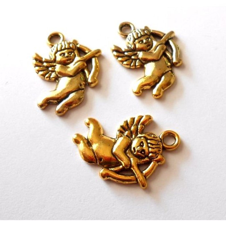 Set of 3 Gold cherubs Charms pendant jewelry supplies/crafts jewelry supplies 425 image 2