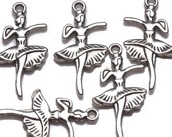 BALLERINA charms   8 Tibet Silver Double Side Ballerina Girl Jewelry Finding Charm Pendant Dancing girl