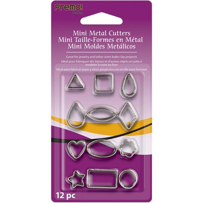 Cutter Tools for jewelry Sculpey Premo Mini Metal Cutters Polymer Clay Shapes 12 Designs Geometric for polymer clay 12 Mini Metal Cutters