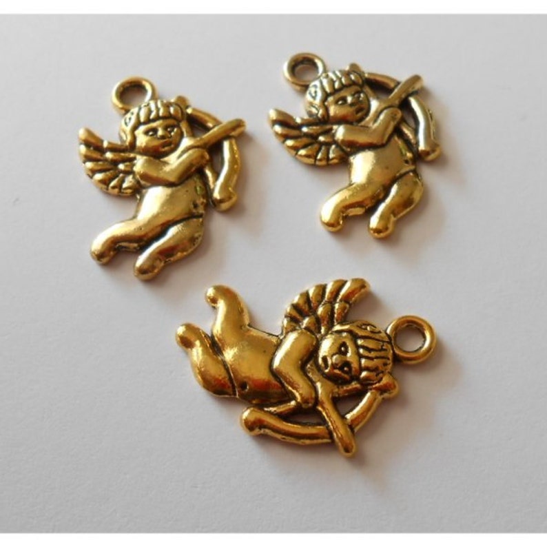 Set of 3 Gold cherubs Charms pendant jewelry supplies/crafts jewelry supplies 425 image 4